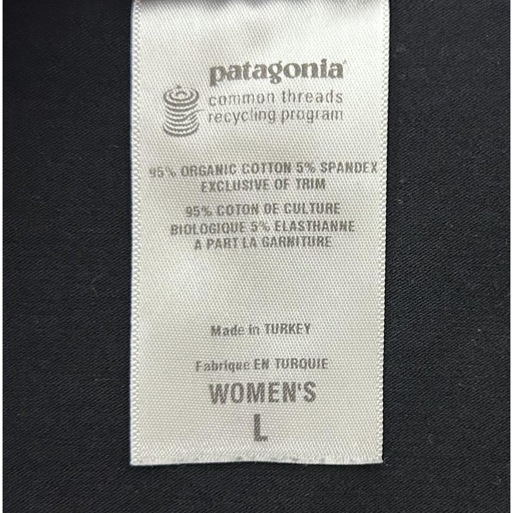 Patagonia Dress Womens Large Black Organic Cotton Empire 3/4 Sleeve Fit & Flare - Picture 4 of 7